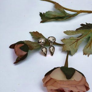 Circa 1980's Sterling Silver Teardrop Post Pierced Earrings